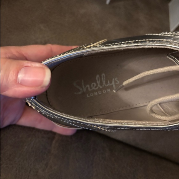 Shellys London Metallic Silver Platform Loafers - Picture 2 of 6